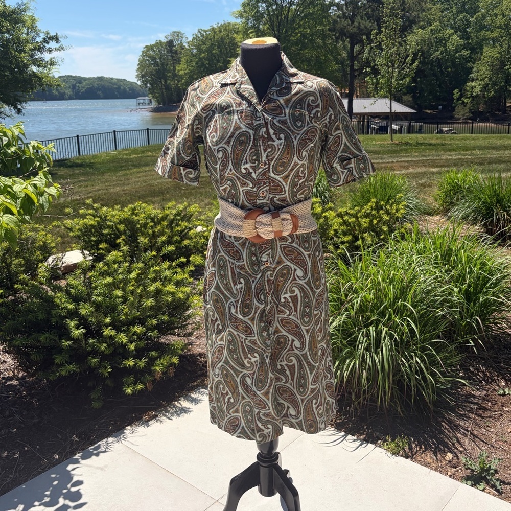 Vintage 70s Paisley Shirt Dress Countrywise Macshore Classics S/M